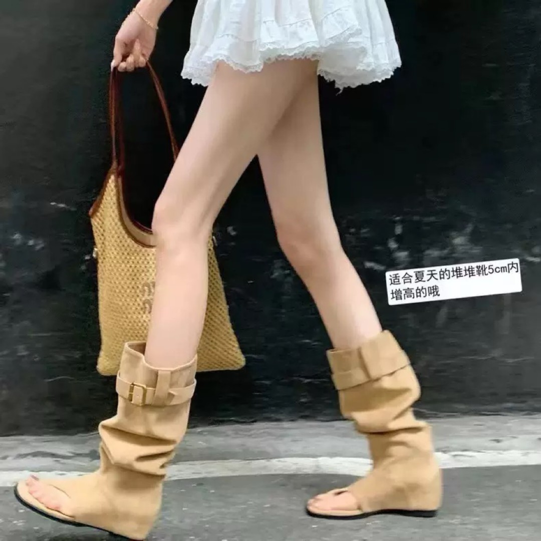 AL DINGZHI【雅履漫调】春夏新款覆盖脚背绒面高跟凉鞋女鞋优雅百搭主图