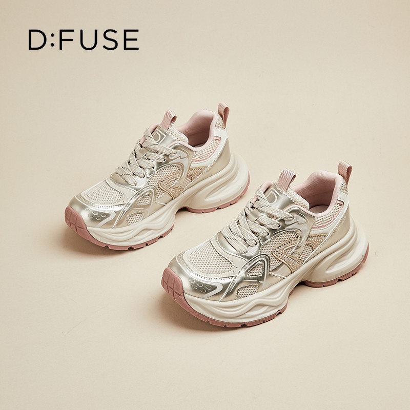 【万花筒】迪芙斯:DFUSE老爹鞋百搭透气休闲板鞋老爹鞋真皮软底345I主图