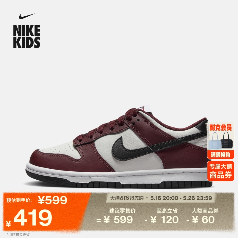 Nike耐克官方男女童DUNK大童运动鞋板鞋胶底低帮FZ4352主图