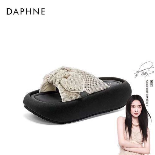 【星海璀璨】达芙妮厚底蝴蝶结2025夏季新款时尚百搭凉拖休闲拖鞋H主图
