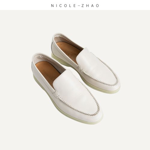 NZ3304【NICOLE.ZHAO】24年春夏新款一脚蹬懒人鞋牛皮休闲豆豆鞋主图