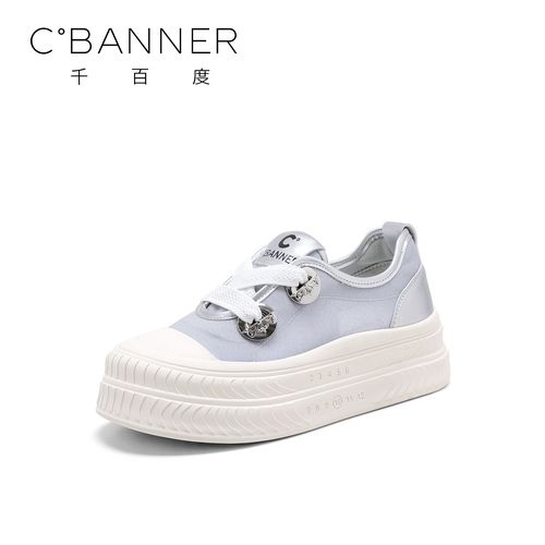 C.BANNER/千百度韩版小白鞋女2025新款时尚休闲厚底百搭撞色板鞋主图