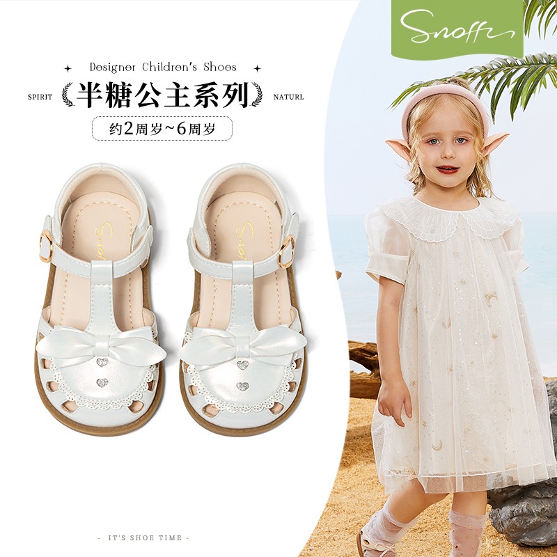 斯纳菲女童凉鞋夏季新款蝴蝶结2025小女孩公主鞋软底宝宝包头凉鞋主图