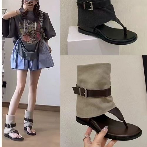 ALQR-2488-66夹趾凉靴女内增高2025小仙女欧美风夹脚凉靴坡跟夏季主图