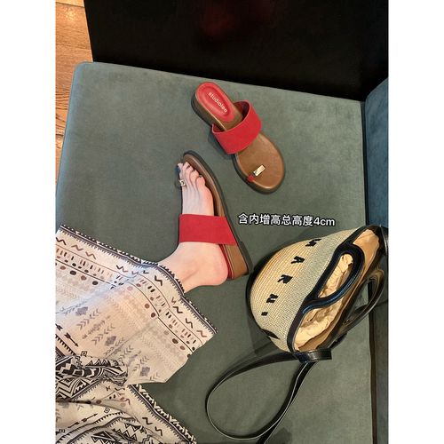 葡萄妈studiolee 增高4cm~金属套趾宽一字带外穿平底凉拖女夏主图