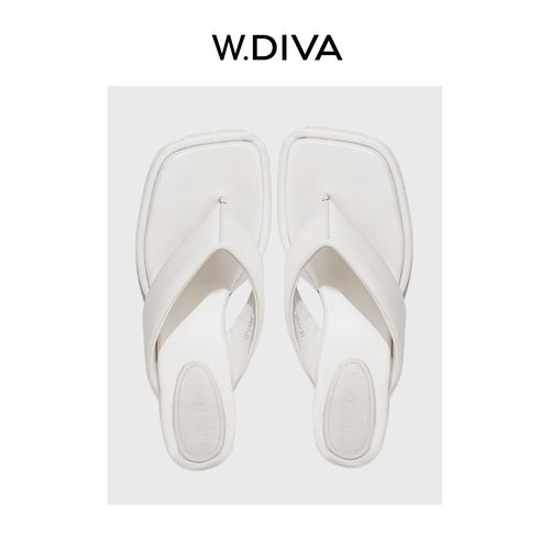 W.Diva【魏老板】真皮舒适时尚街坊look夏日人字夹拖凉鞋50X202486主图