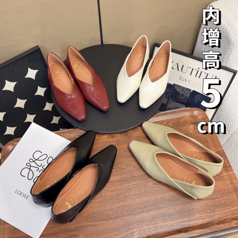 方头内增高5cm平底单鞋两穿软皮气质时尚韩版职业通勤软底奶奶鞋主图