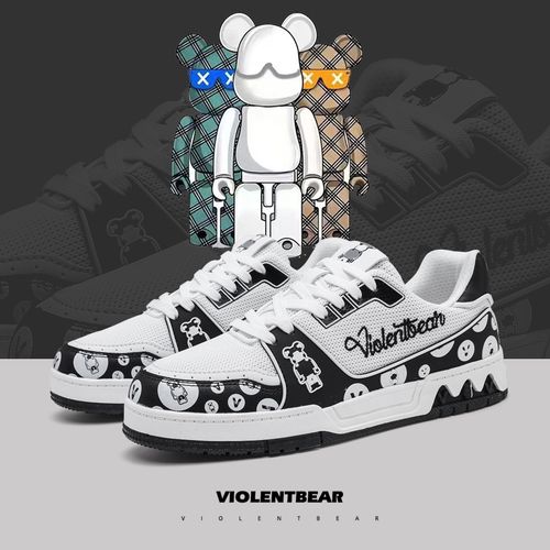 Violentbear/暴力熊时尚轻奢透气低帮板鞋男女百搭网面情侣休闲鞋主图