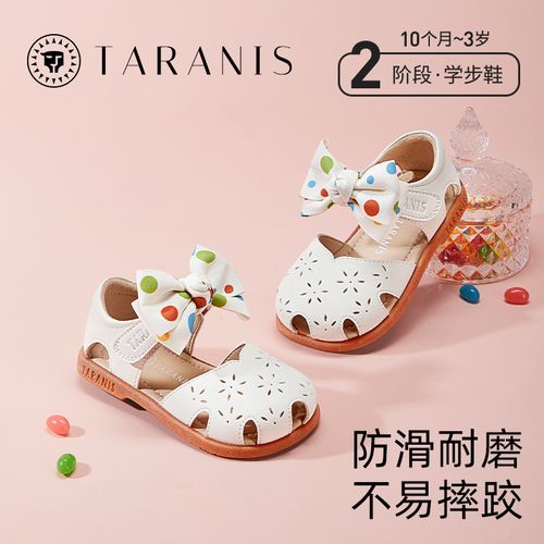 泰兰尼斯夏季新款儿童凉鞋波点蝴蝶结包头凉鞋软底鞋子T07T4B4028主图