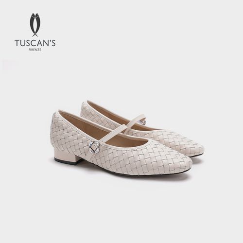 TUSCAN'S女士通勤百搭编织玛丽珍鞋牛皮一字带浅口单鞋时代双鱼主图