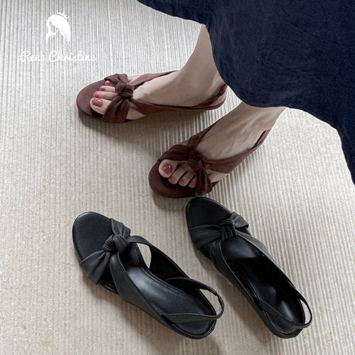 法式凉鞋|34-40|4cm|夏季复古真皮软底百搭露趾时装罗马凉鞋女主图
