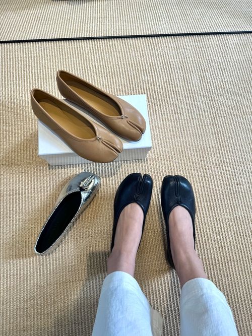 对版tabi分趾鞋女2025春新款猪蹄真皮芭蕾舞单鞋羊皮浅口平底鞋主图