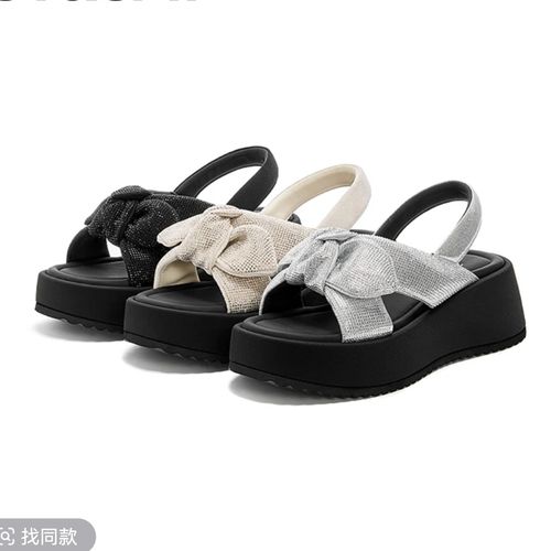 【璀璨星河】达芙妮夏季凉鞋女露趾时装凉鞋凉鞋女亮晶晶休闲沙滩鞋主图