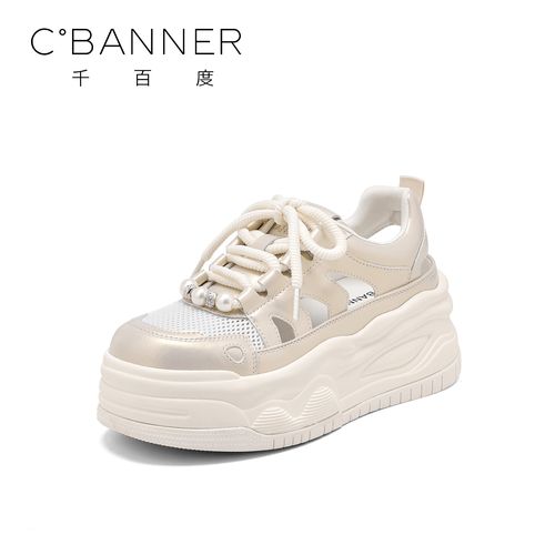 【臻选新品】千百度时尚休闲鞋女2025夏新款百搭潮流镂空厚底休闲鞋主图