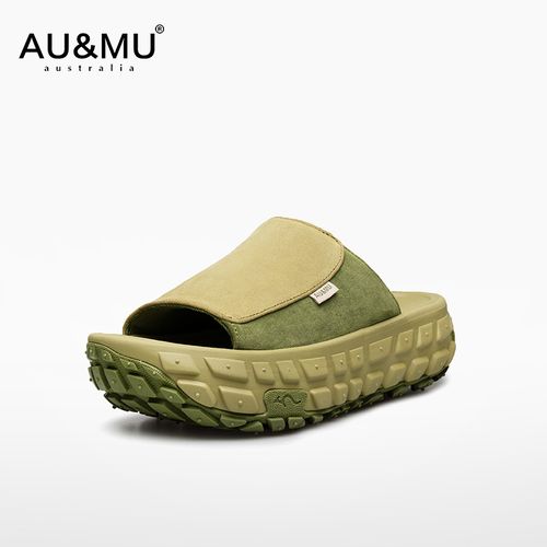 AUMU2025夏季新款舒适软底轮胎拖鞋厚底增高露趾一脚蹬一字拖2075主图