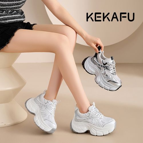 KEKAFU/珂卡芙夏季新款网面透气厚底增高9公分休闲运动老爹鞋女主图
