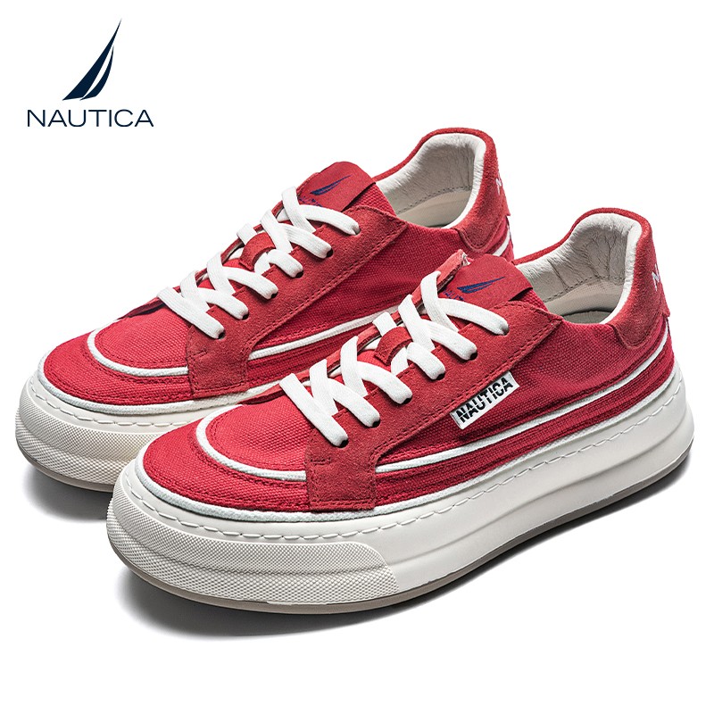 nautica/诺帝卡马嘉祺同款时尚百搭夏季复古休闲透气厚底帆布板鞋主图