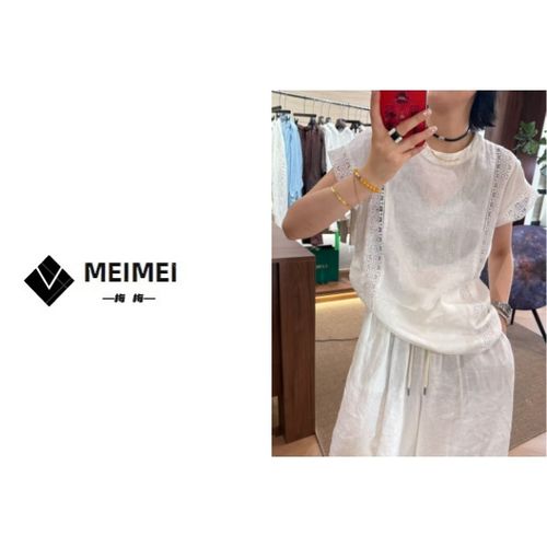 XMM【蕾丝亚麻飞飞袖】时尚百搭潮流显瘦洋气宽松夏休闲气质GZJ7583主图