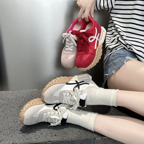 内增高德训鞋女鞋厚底小个子复古休闲真皮运动鞋老爹鞋7cm主图