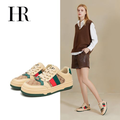 HR/赫莲娜轻奢时尚小众拼色透气小白鞋复古百搭厚底情侣休闲女鞋主图