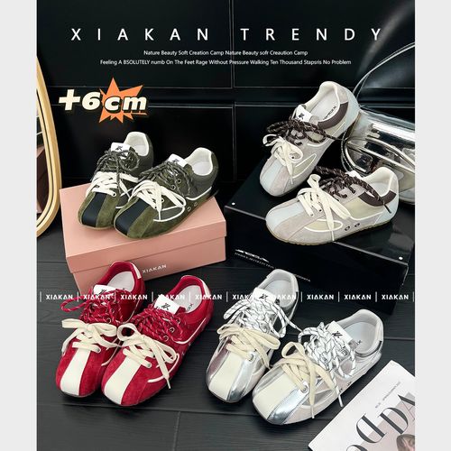 「珍姐」XIAKAN内增高6cm小众休闲双鞋带德训鞋女25新款百搭运动鞋主图