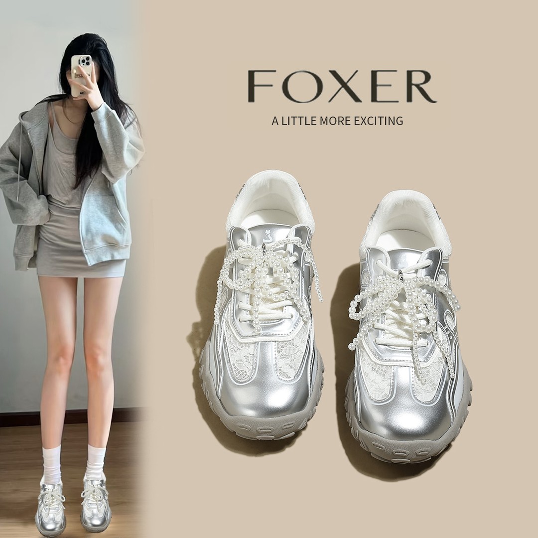 【FOXER】内增高德训鞋女款夏蕾丝透气休闲阿甘鞋轻便舒适运动鞋主图