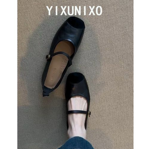 超软小羊皮~复古法式单鞋女平底芭蕾鞋浅口软底晚晚鞋子玛丽珍鞋主图