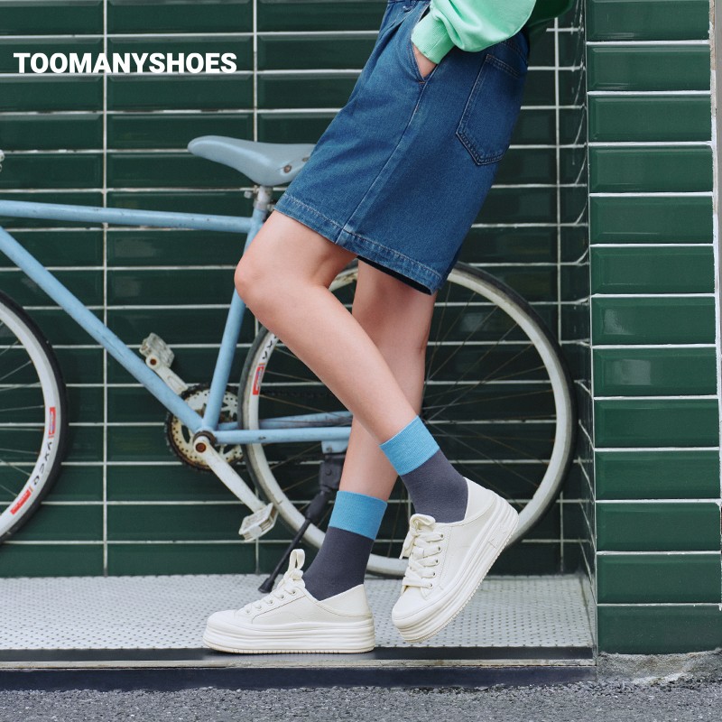 Toomanyshoes女鞋25新款纯白秩序厚底增高小白鞋运动休闲时尚板鞋主图
