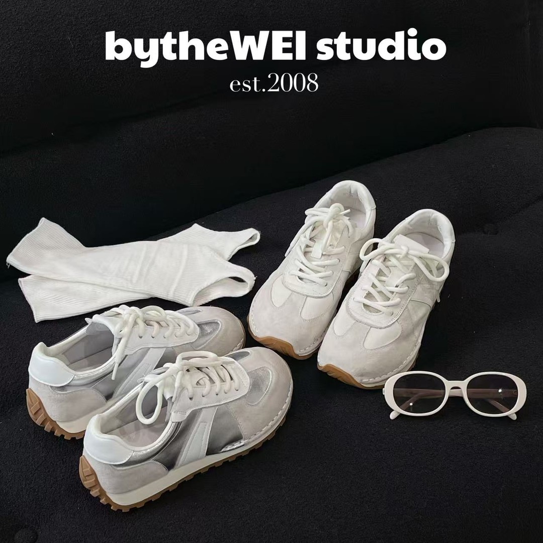 bytheWEI【三桌德训】液态银拼接网红厚底阿甘鞋休闲鞋女潮流潮鞋主图