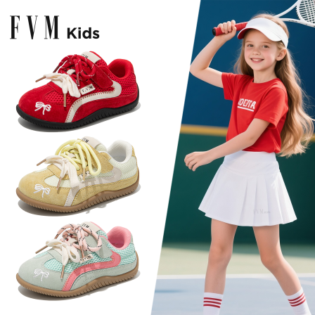 FVM女童鞋子儿童运动德训板鞋2025新款夏季薄款女孩网面透气大童