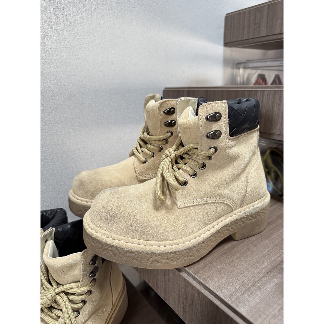 JINGDL【征途】厚底大头经典复古檫色二层反绒真牛皮橡胶大底短靴2主图