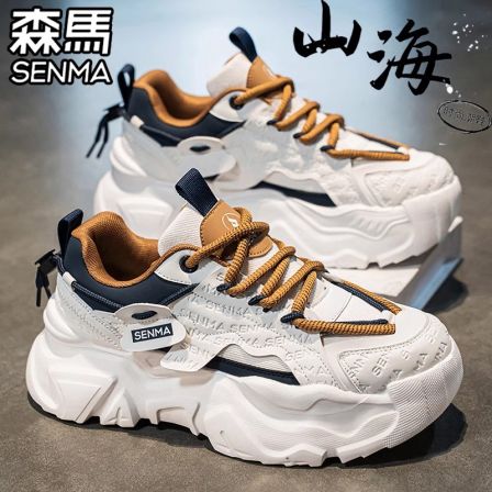 森马网红爆款男鞋夏季透气运动休闲跑步厚底增高百搭小白老爹潮鞋