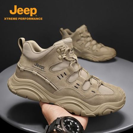 Jeep吉普男鞋马丁靴男高帮2026新款休闲板鞋厚底男士复古工装鞋子
