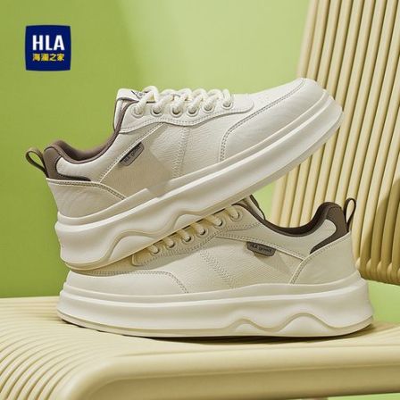 HLA/海澜之家男鞋秋季新款男款时尚百搭潮流厚底增高黑色休闲板鞋
