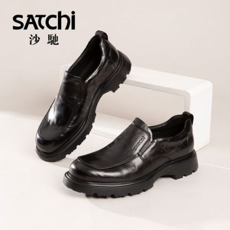 沙驰【英伦系列】胎黄牛皮潮流商务休闲一脚蹬乐福鞋皮鞋522562222Z
