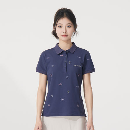哥伦比亚官方户外女子POLO衫新款透气运动服立领短袖T恤AR2108467