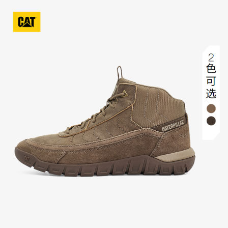 CAT卡特25秋季新品男士牛皮织物拼接舒适高帮通勤休闲鞋商场同款
