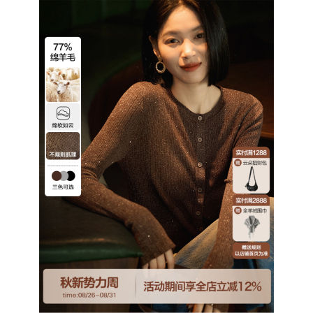 【星河月影】  亮丝珠片水溶羊毛吊带/半高领/圆领针织衫三件套