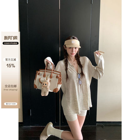 Skk Store 老钱风凉感亚麻轻薄polo衫T恤上衣宽松/针织短裤套装