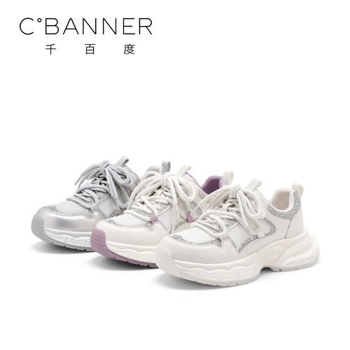 C.BANNER/千百度厚底老爹鞋2025新款潮流百搭水钻透气舒适运动鞋主图