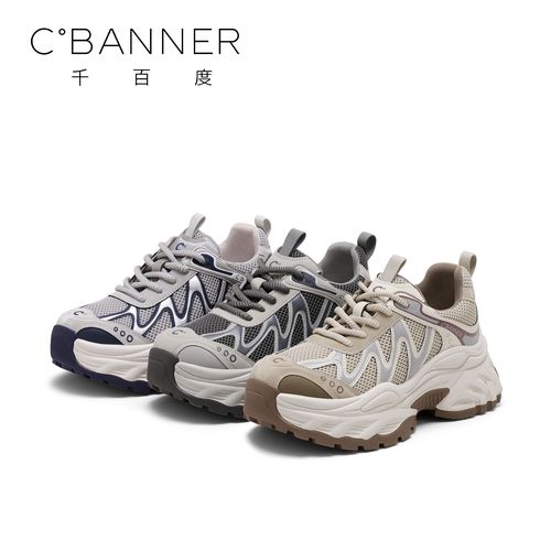 C.BANNER/千百度松糕底老爹鞋女2025新款网面时尚休闲百搭运动鞋主图