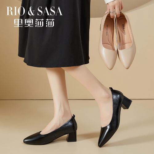 里奥莎莎气质浅口单鞋女2025春秋真皮复古法式尖头高跟单鞋RD5032主图
