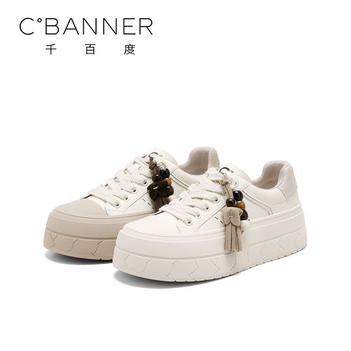 C.BANNER/千百度百搭休闲鞋女2025新款时尚系带流苏运动休闲板鞋主图