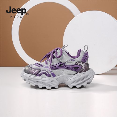 Jeep儿童鞋子2025新款黑色透气男童老爹鞋秋季休闲跑步女童运动鞋主图