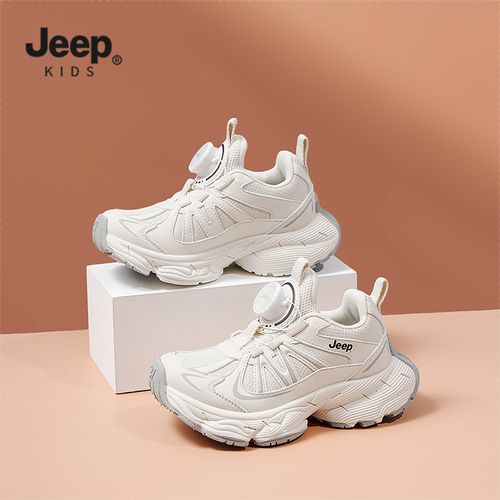 Jeep儿童老爹鞋2025新款白色软底男童运动鞋秋季防滑网面女童鞋子主图