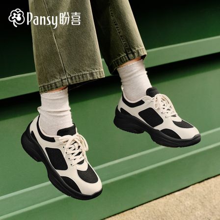 Pansy盼喜日本运动休闲鞋女百搭超轻舒适透气厚底老爹鞋2025秋季