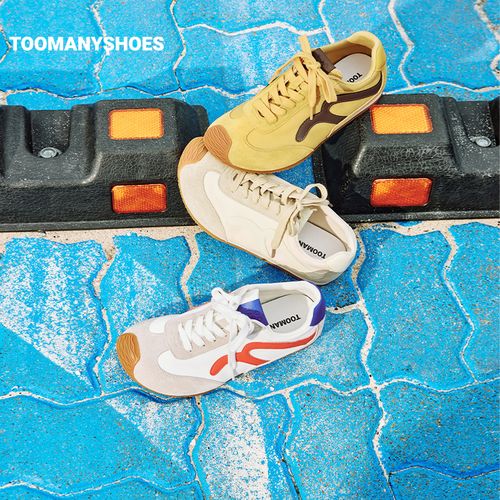 Toomanyshoes女鞋25新款波子汽水时尚运动休闲复古厚底撞色德训鞋主图