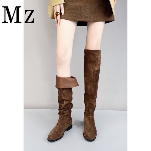Mr.Zheng/2.5cm/复古圆头高筒两穿时装靴秋冬新款过膝堆堆靴女鞋主图