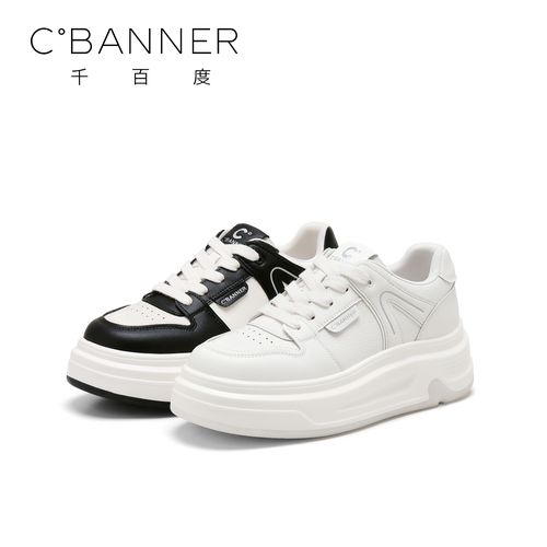 C.BANNER/千百度学院风休闲鞋女2025年新款百搭熊猫色系带休闲鞋主图