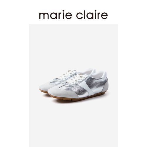 MC女鞋薄底德训鞋2025年秋季流光银小方头休闲鞋marieclaire女鞋主图
